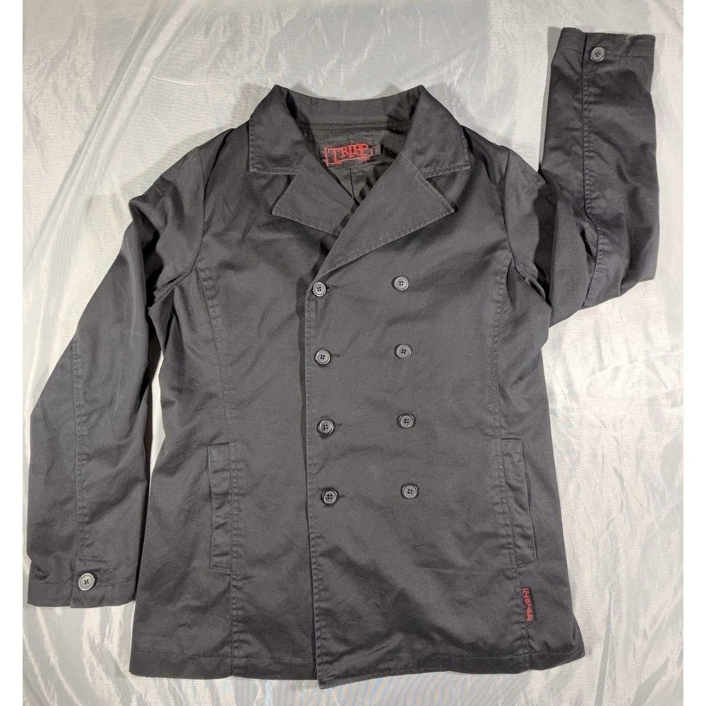 Vintage TRIPP NYC gothic-style black Double-breasted Peacoat Size Large